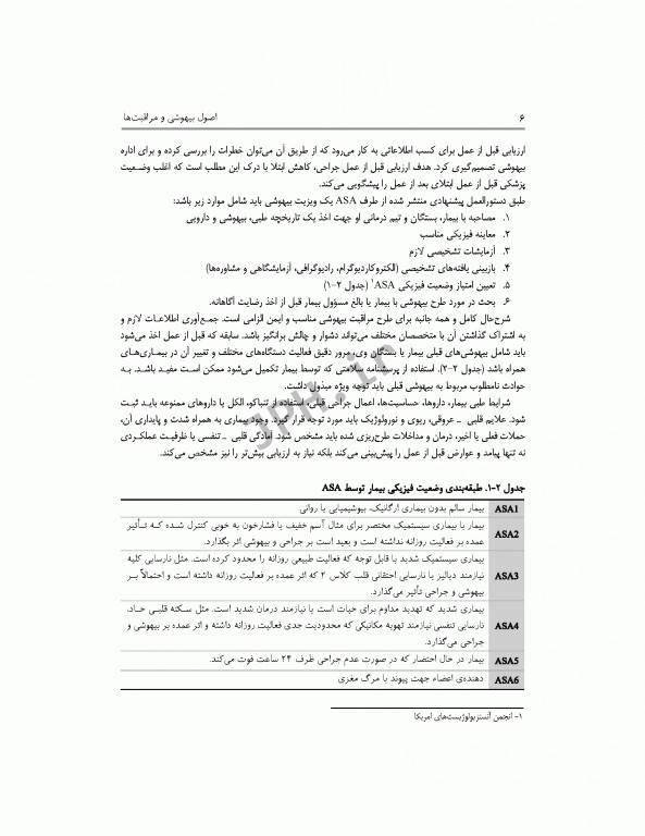 اصول بیهوشی و مراقبت‌ها