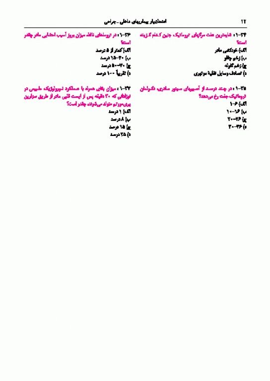 امتحان‌یار بیماری‌های داخلی و جراحی گلبان