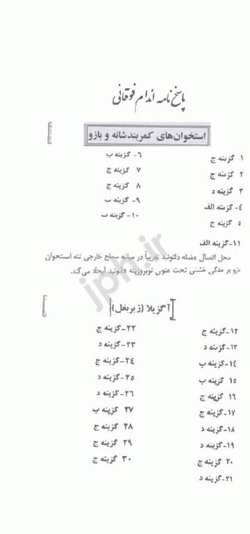 گنجینه سوالات جامع آناتومی اندام دکتر اسماعیل‌نژاد مقدم