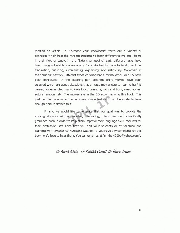 زبان انگلیسی برای دانشجویان پرستاری نسرین خاکی | English For Nursing Students