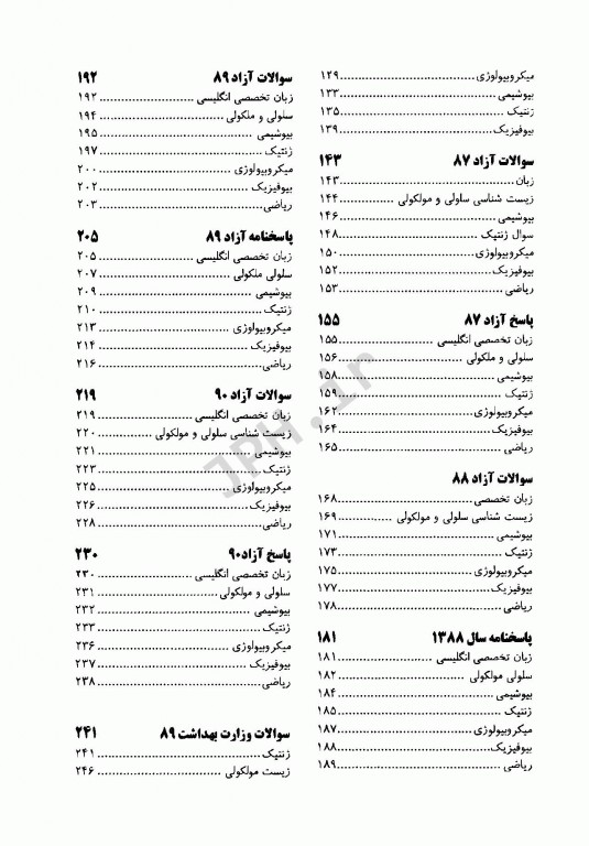 بانک سوالات ارشد زیست شناسی و ژنتیک 87 الی 90
