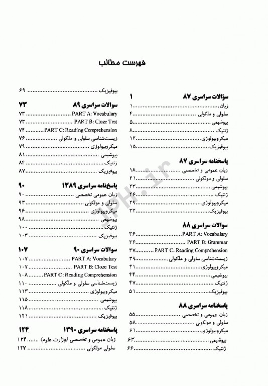بانک سوالات ارشد زیست شناسی و ژنتیک 87 الی 90