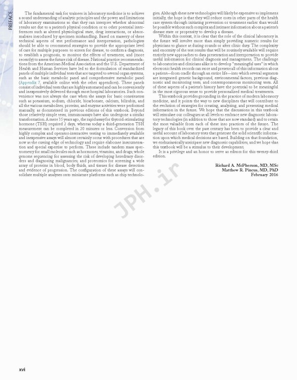 تشخیص و پیگیری بالینی بیماری‌ها به کمک روش‌های آزمایشگاهی هنری‌ دیویدسون | Henry’s Clinical Diagnosis and Management by Laboratory Methods 2017