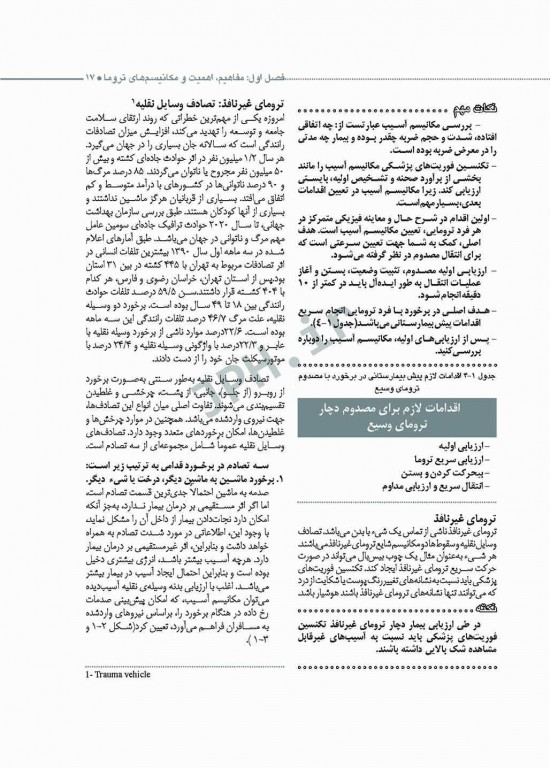 تروماها برای فوریت‌های پزشکی شهرکی واحد