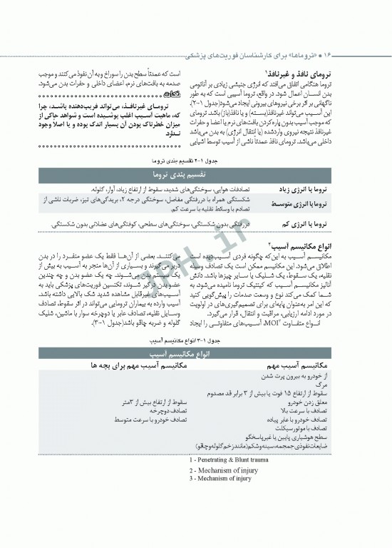 تروماها برای فوریت‌های پزشکی شهرکی واحد