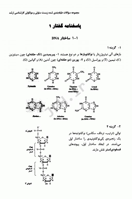 مجموعه سوالات زیست سلولی و مولکولی با پاسخ‌های تشریحی دکتر عبادی