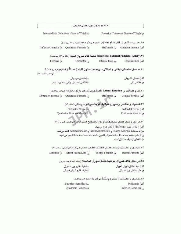 بانک آزمون تحلیلی و تفکیکی AQS آناتومی