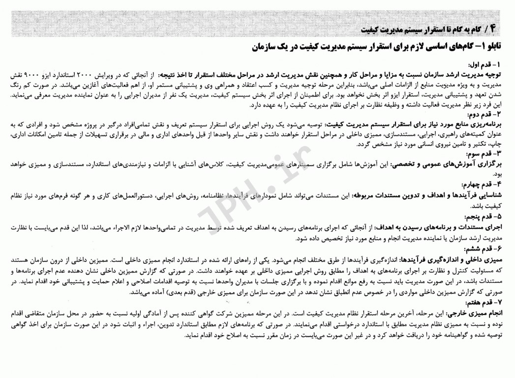 گام به گام تا استقرار سیستم مدیریت کیفیت