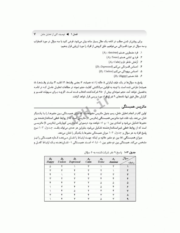 تحلیل عامل و مدل‌سازی معادلات ساختاری از صفر تا استادی با نرم افزار SPSS و AMOS ویراست سوم
