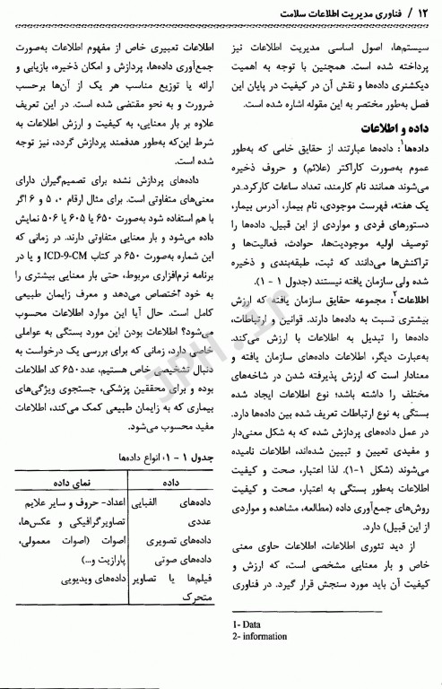 فن‌آوری مدیریت اطلاعات سلامت تالیف دکتر فرحناز صدوقی