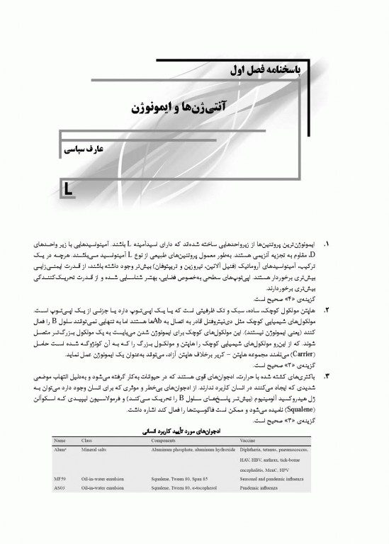 بانک سوالات AGK ایمنی‌شناسی