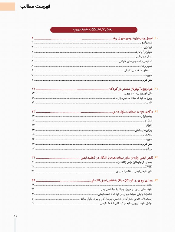 بیماری‌های ریوی کودکان کندیگ 2019 جلد5 اختلالات متفرقه‌ی ریه مدل آئرودایجستیو