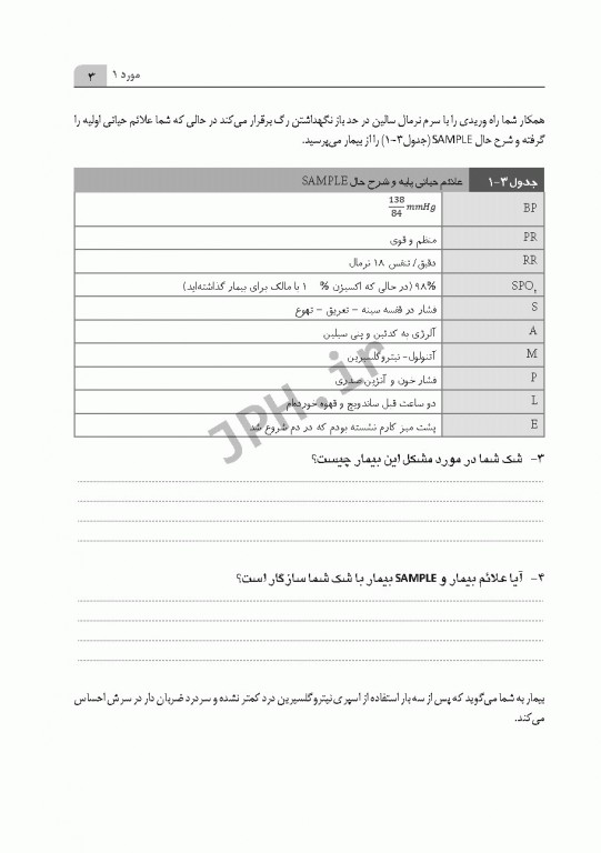 مطالعه موردی بیماران داخلی برای فوریت‌های پزشکی