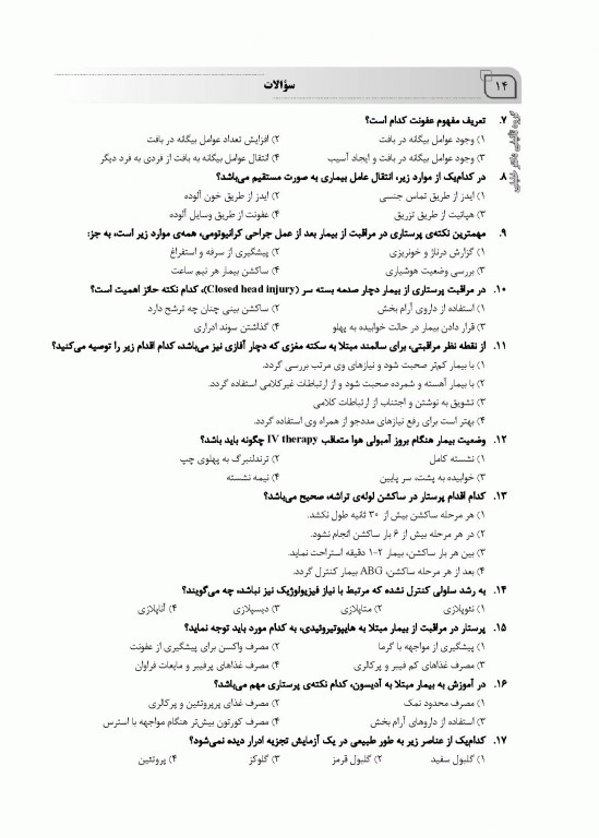 بانک سوالات ده سالانه IQB کارشناسی ارشد پرستاری