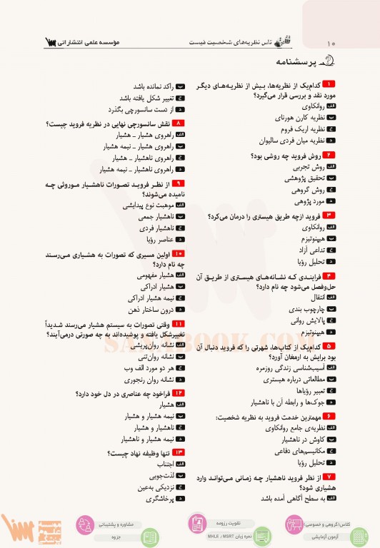 تست آموز سنا (تاس) نظریه‌های شخصیت فیست با پاسخ‌های تشریحی