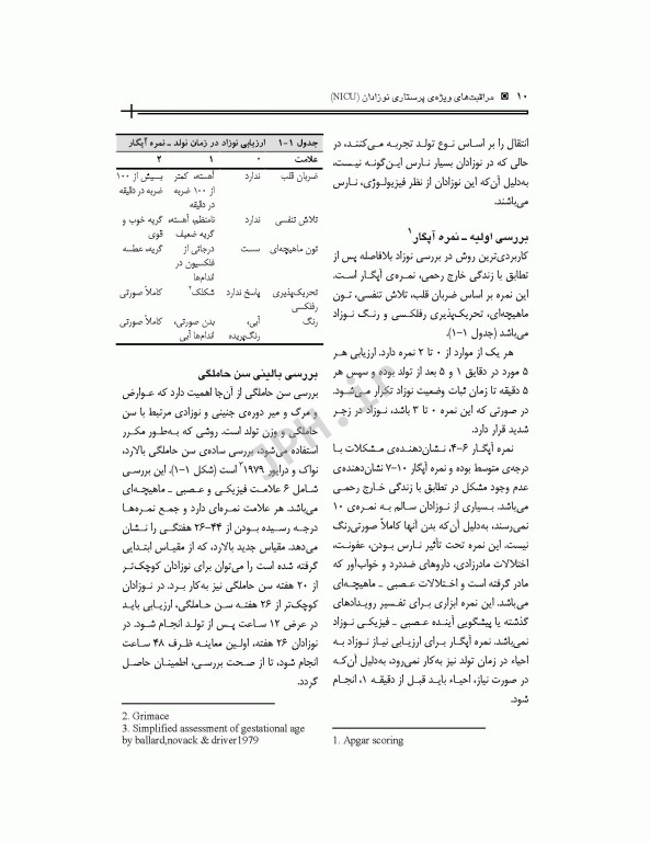 مراقبت‌های ویژه پرستاری نوزادان NICU