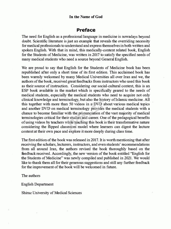 انگلیسی تخصصی پزشکی‌ دانشگاه علوم پزشکی شیراز | English for the Students of Medicine