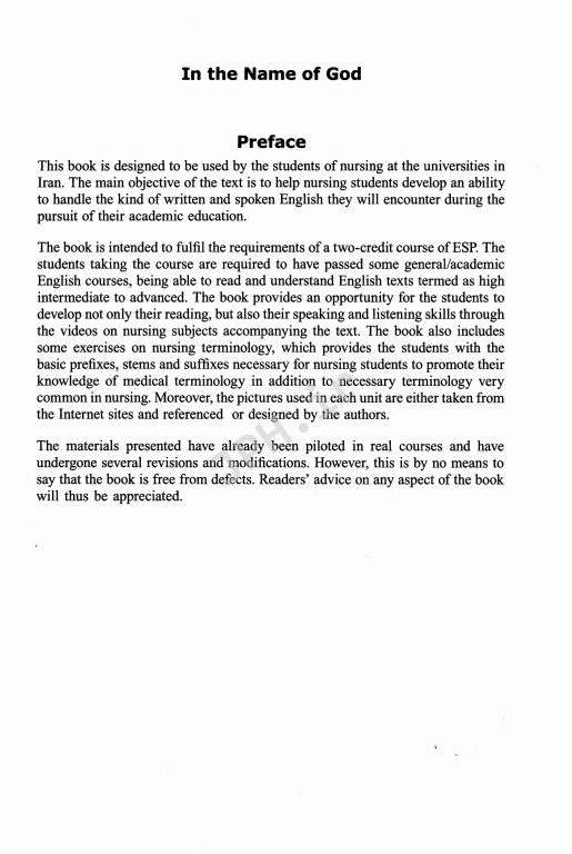 انگلیسی تخصصی پرستاری دانشگاه علوم پزشکی شیراز | English For The Students Of Nursing