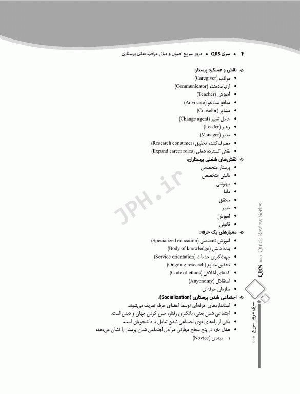 مرور سریع QRS اصول و مبانی مراقبت‌های پرستاری