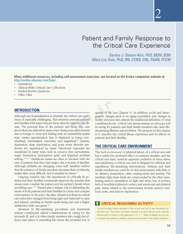 مقدمه‌ای بر پرستاری مراقبت‌های ویژه Introduction to Critical Care Nursing | 2020