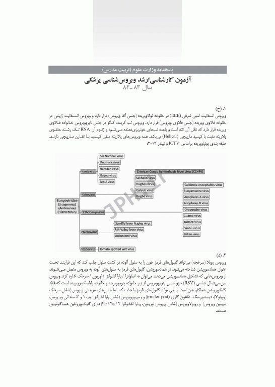 آزمون‌های کنکور ارشد وزارت علوم و بهداشت MSE ویروس‌شناسی پزشکی