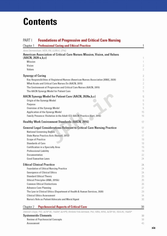 برنامه درسی اصلی AACN برای پرستاری مراقبت‌های ویژه و حیاتی 2022 | AACN Core Curriculum for Progressive and Critical Care Nursing