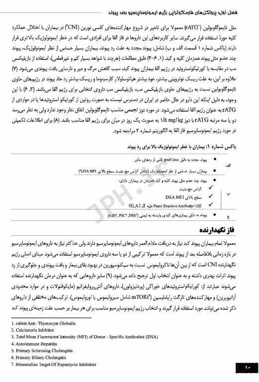 پروتکل جامع فارماکوتراپی بیماران پیوند کبد