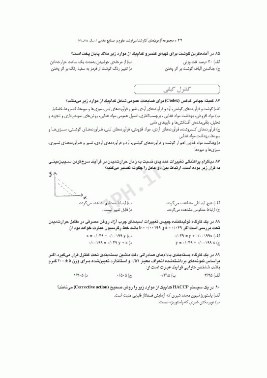 آزمون‌های کنکور ارشد وزارت بهداشت MSE علوم و صنایع غذایی
