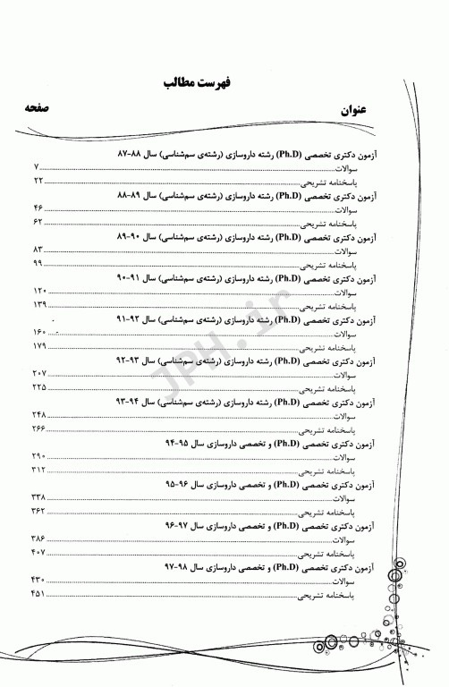 بانک سوالات ده سالانه IQB دکتری سم‌شناسی 97-87