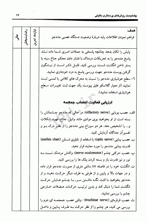 چک لیست روشهای پرستاری بالینی