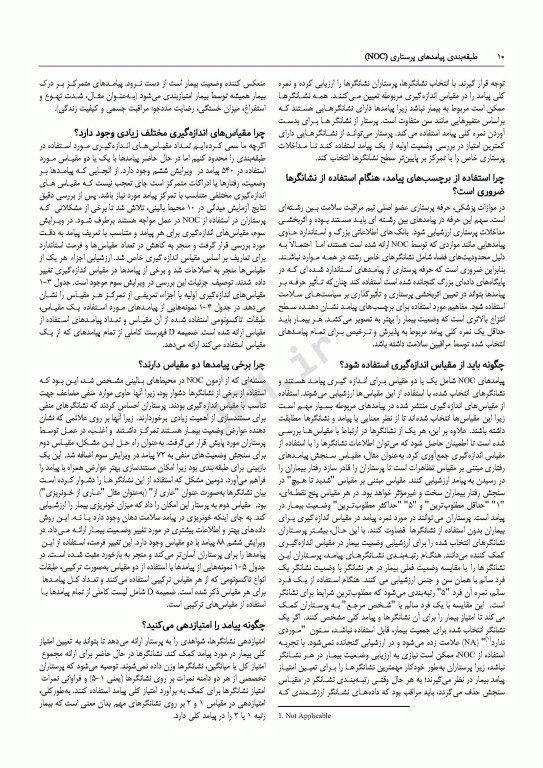 طبقه‌بندی پیامدهای پرستاری (NOC) سنجش پیامدهای سلامتی