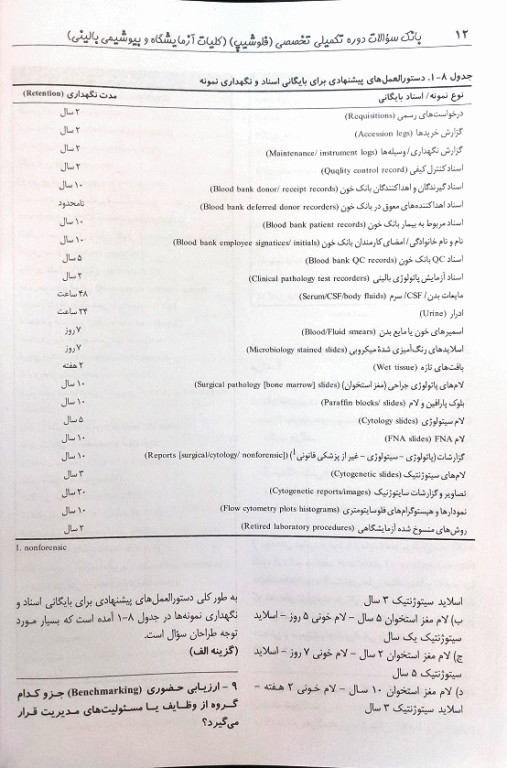 بانک سوالات تخصصی فلوشیپ علوم آزمایشگاهی بالینی کلیات و آزمایشگاه و بیوشیمی بالینی1 هنری دیویدسون 2022