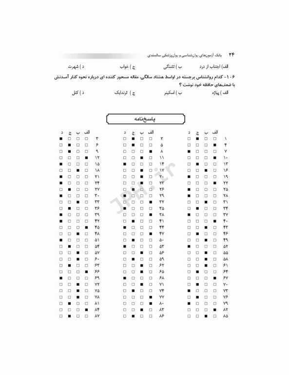 بانک آزمون AQS روانشناسی و روانپزشکی سالمندی