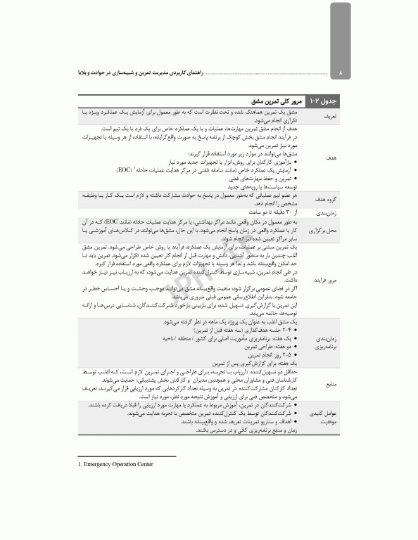 راهنمای کاربردی مدیریت تمرین و شبیه‌سازی در حوادث و بلایا