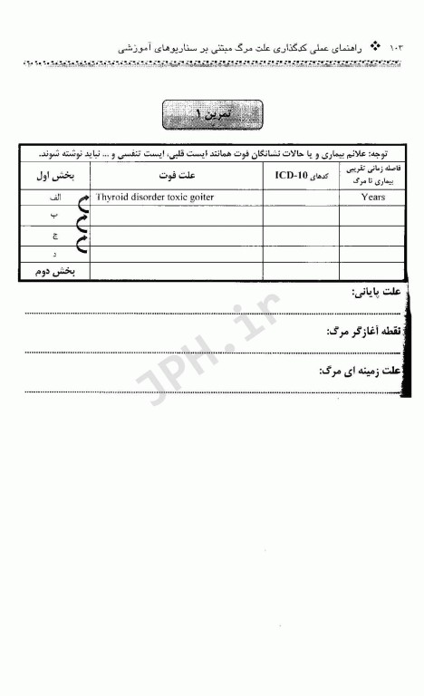 راهنمای عملی کدگذاری علت مرگ مبتنی بر سناریوهای آموزشی