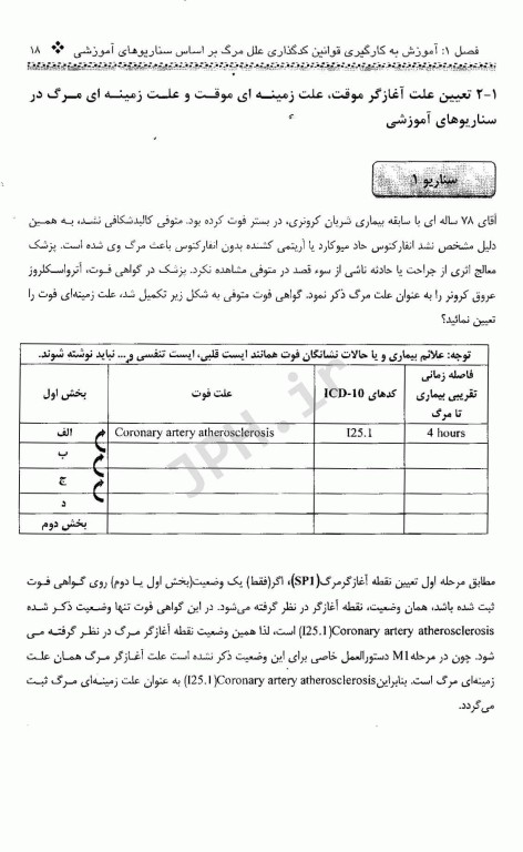 راهنمای عملی کدگذاری علت مرگ مبتنی بر سناریوهای آموزشی