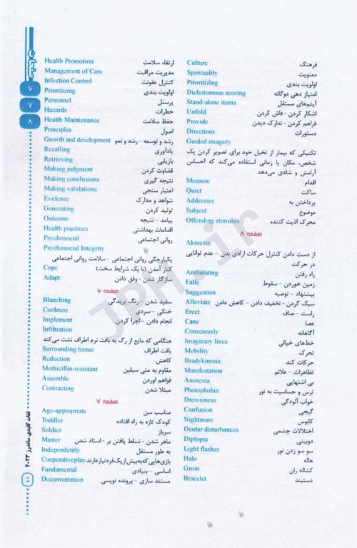 هندبوک لغات و اصطلاحات کلیدی دروس پرستاری برای آزمون NCLEX-RN ساندرز 2023