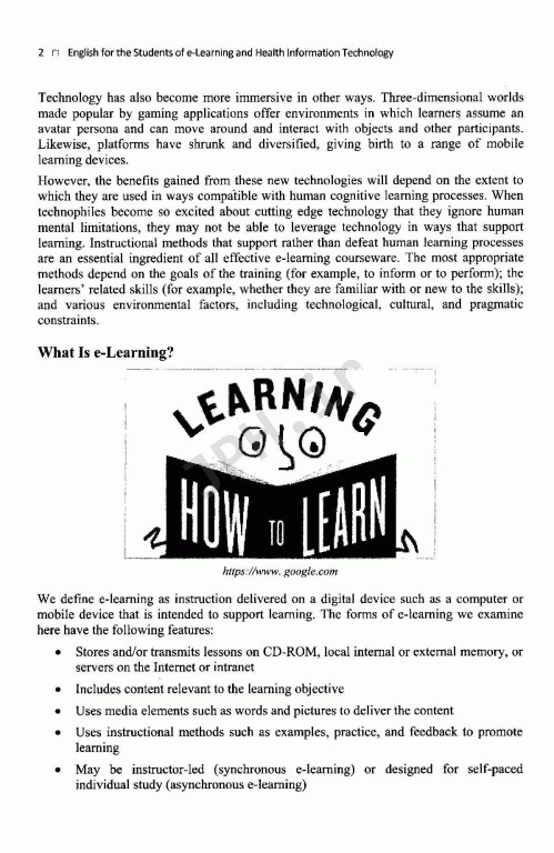 انگلیسی تخصصی دانشجویان یادگیری الکترونیکی و فن‌آوری اطلاعات سلامت (HIT)‏