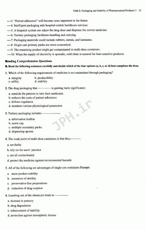 انگلیسی تخصصی داروسازی دانشگاه علوم پزشکی شیراز |  English for the Students of Pharmacy