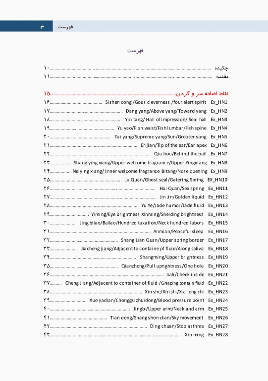 نقاط اضافه طب سوزنی بدن