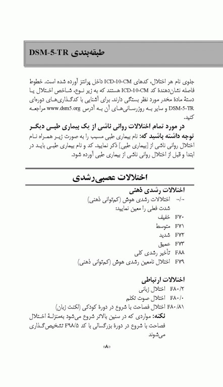 چکیده ملاک‌های تشخیصی DSM-5-TR انجمن روان‌پزشکی آمریکا