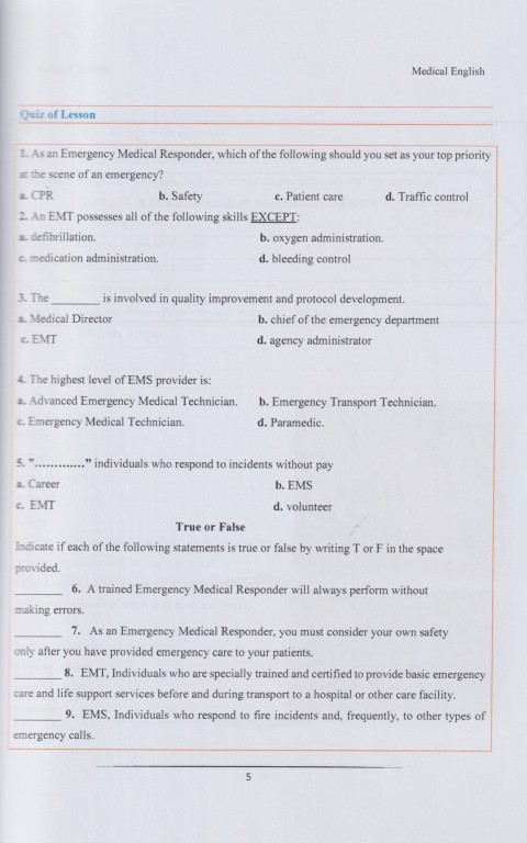 زبان تخصصی برای دانشجویان فوریت‌های پزشکی