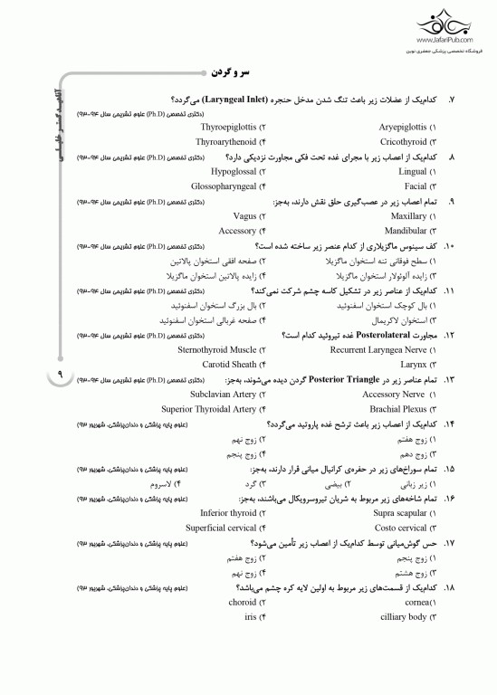 بانک سوالات AGK آناتومی همراه با پاسخ تشریحی