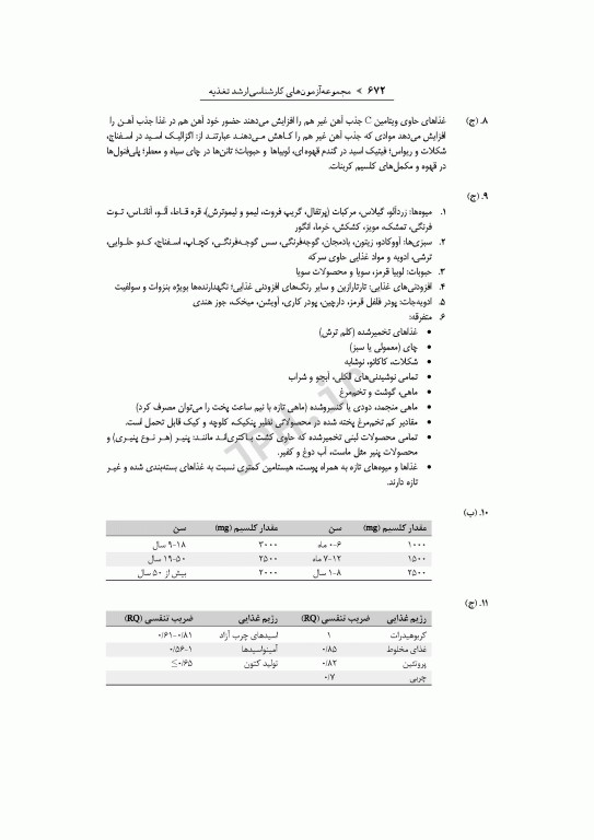 آزمون‌های کنکور ارشد وزارت بهداشت MSE تغذیه جلد دوم