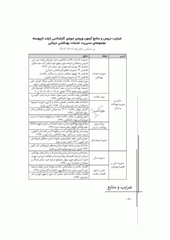 آزمون‌های کنکور ارشد وزارت بهداشت MSE مدیریت خدمات بهداشتی درمانی جلد دوم