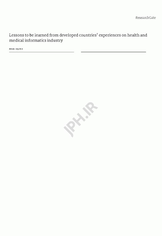 A Series of Articles on Health Information System and Health Informatics مجموعه مقالاتی درباره سیستم‌های اطلاعات سلامت و انفورماتیک سلامت