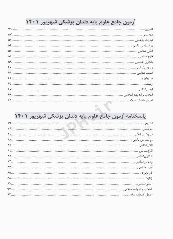 درسنامه جامع علوم پایه پزشکی و دندانپزشکی آزمون شهریور 1401