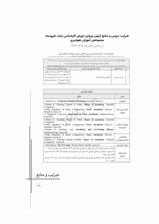 آزمون‌های کنکور ارشد وزارت بهداشت MSE آموزش هوشبری
