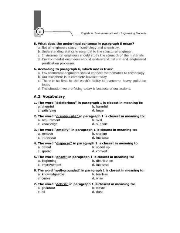 انگلیسی برای دانشجویان مهندسی بهداشت محیط