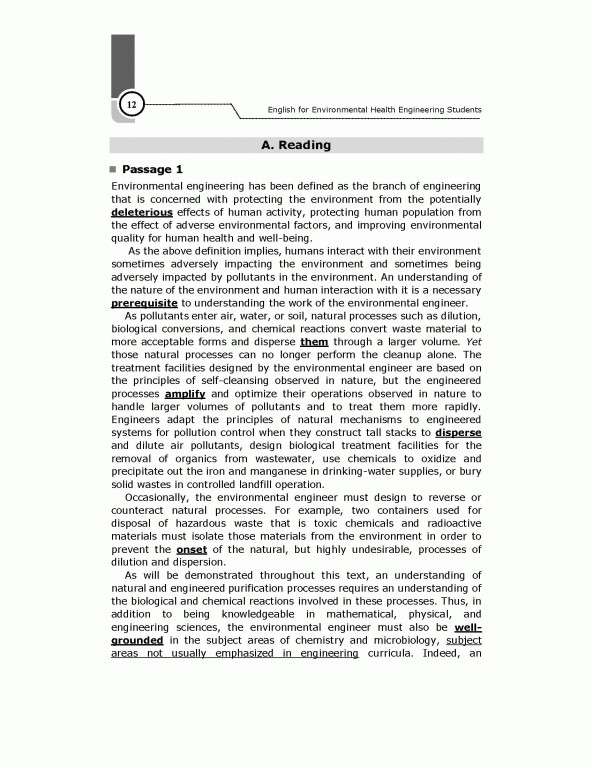 انگلیسی برای دانشجویان مهندسی بهداشت محیط